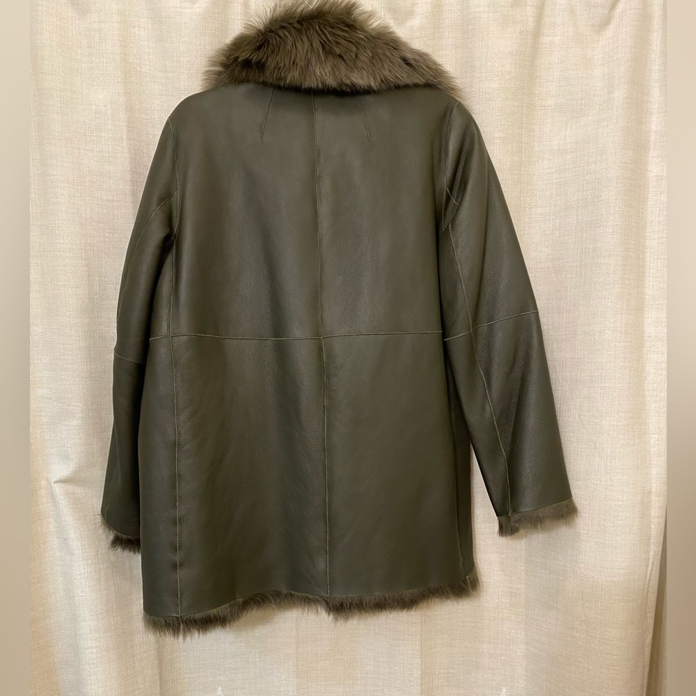 Theory overlay lamb shearling fur leather reversible coat - Picture 5 of 9